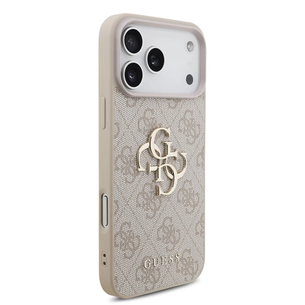 Guess PU 4G Metal Logo Strap tok iPhone 17 Pro Max készülékhez rózsaszín