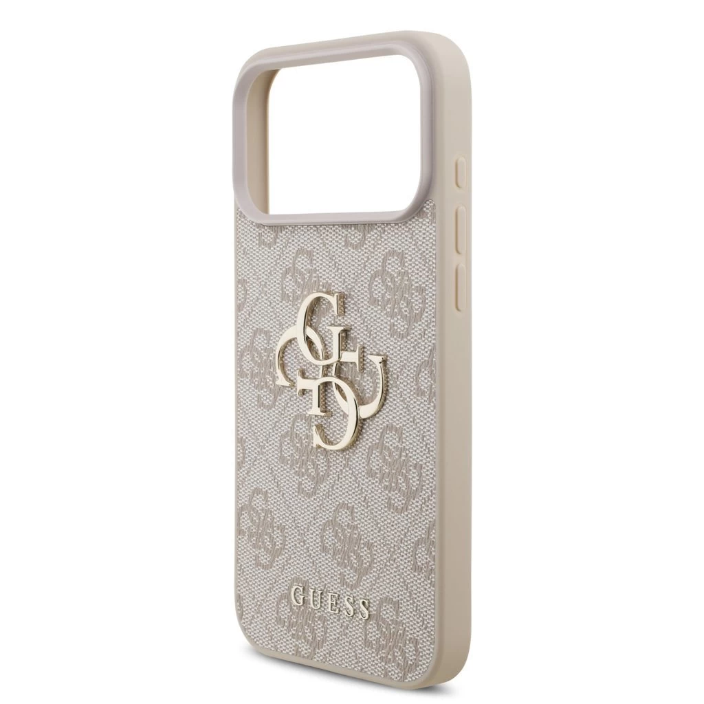 Guess PU 4G Metal Logo Strap tok iPhone 17 Pro Max készülékhez rózsaszín