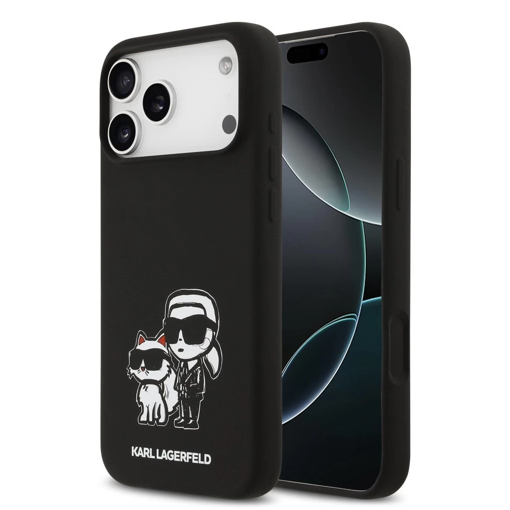 Karl Lagerfeld Liquid Silicone K&CH Sketch MagSafe tok iPhone 17 Pro Max készülékhez fekete