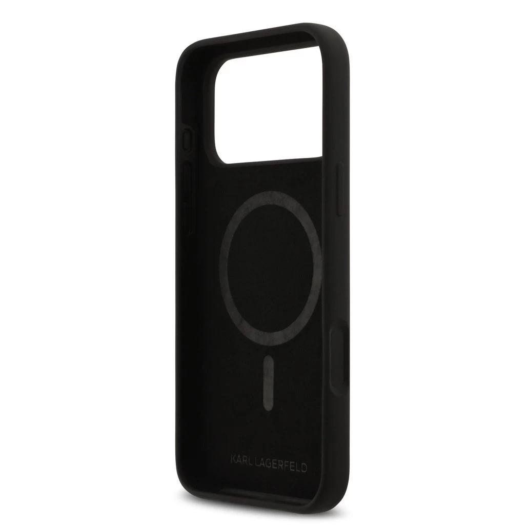 Karl Lagerfeld Liquid Silicone K&CH Sketch MagSafe tok iPhone 17 Pro Max készülékhez fekete