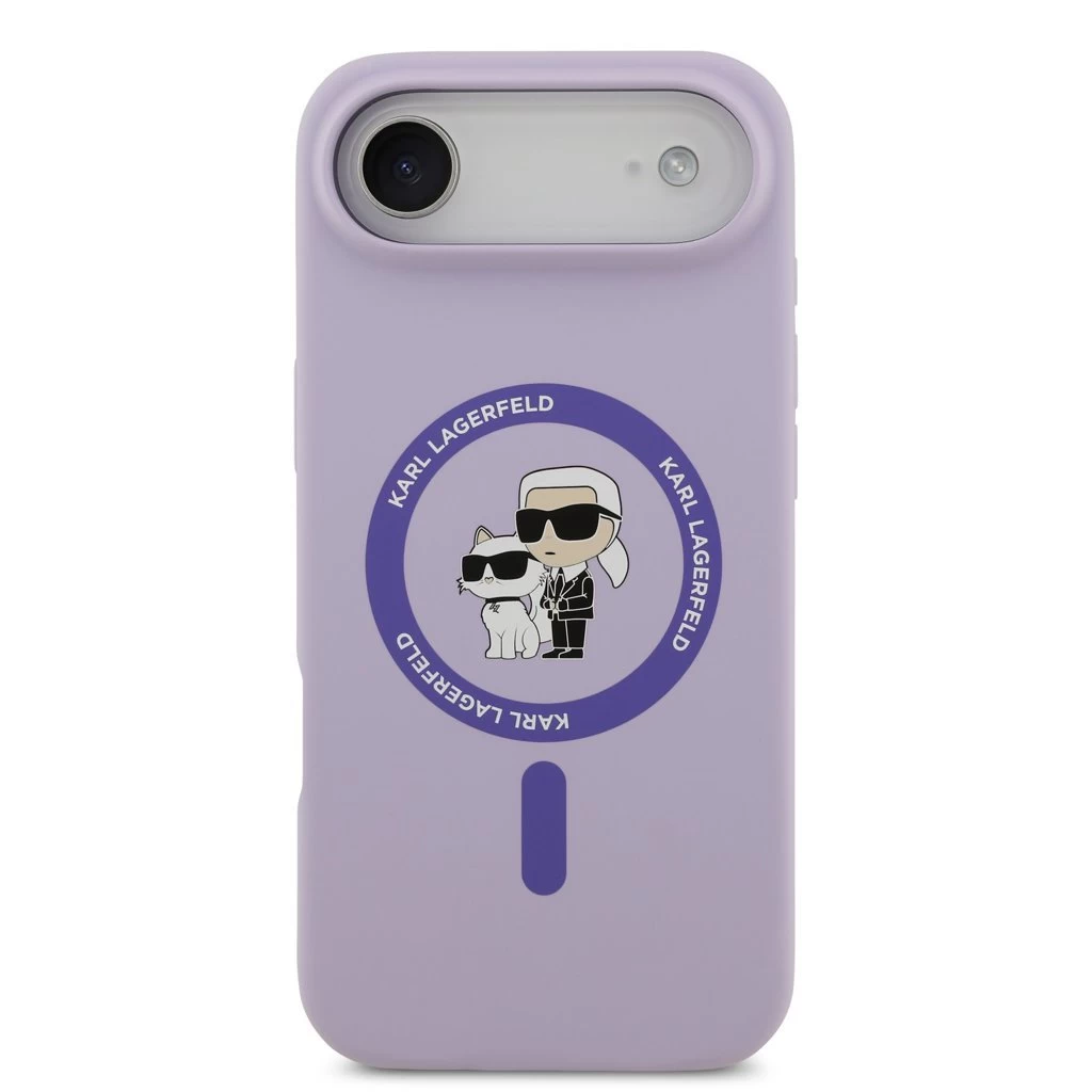 Karl Lagerfeld Liquid Silicone Karl and Choupette MagSafe tok iPhone 17 Air készülékhez lila