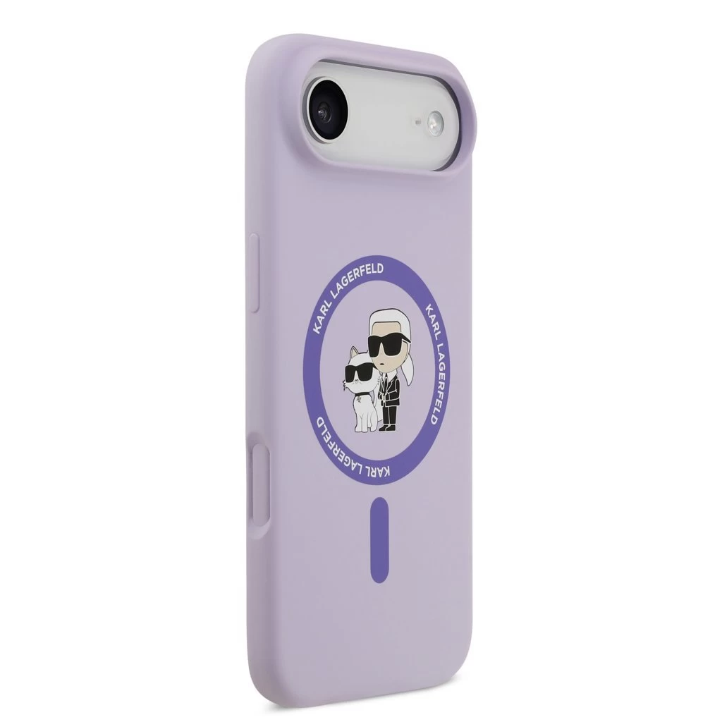 Karl Lagerfeld Liquid Silicone Karl and Choupette MagSafe tok iPhone 17 Air készülékhez lila