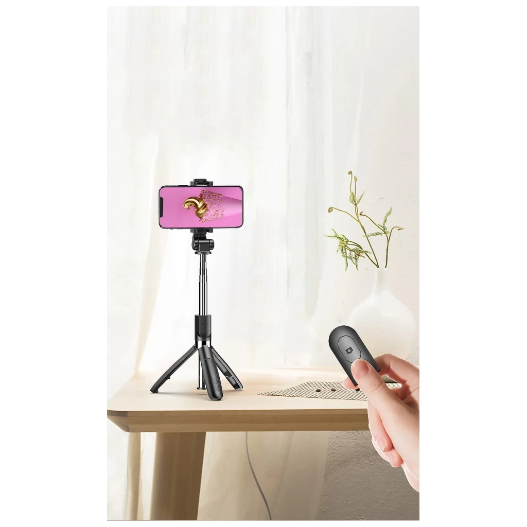 XO SS08 Vezeték nélküli Selfie tripod bot, 68cm Fekete