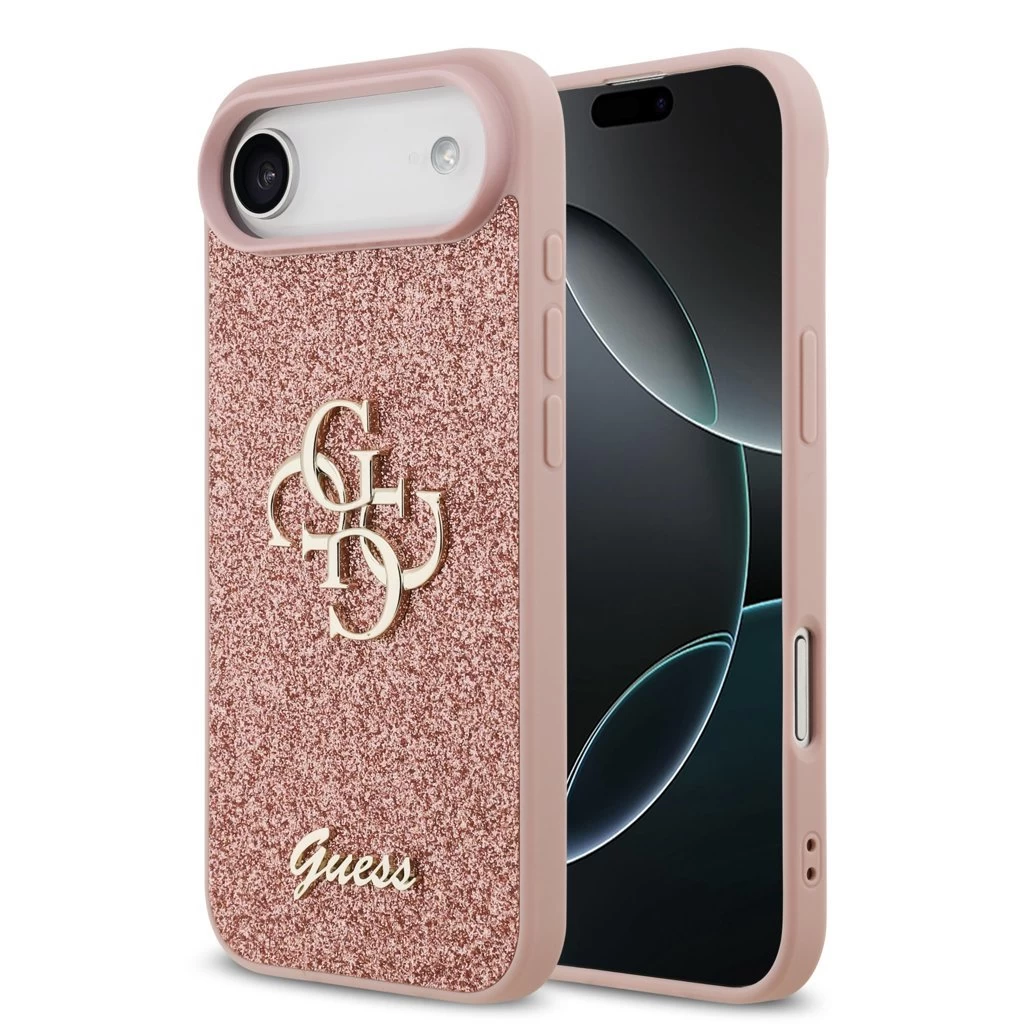 Guess PU Fixed Glitter 4G Metal Logo tok iPhone 17 Air készülékhez rózsaszín