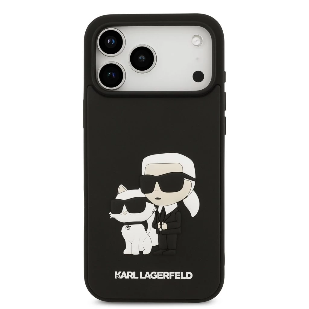 Karl Lagerfeld 3D Rubber Karl and Choupette tok iPhone 17 Pro Max készülékhez fekete