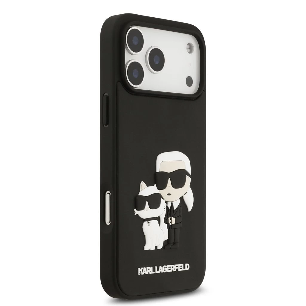 Karl Lagerfeld 3D Rubber Karl and Choupette tok iPhone 17 Pro Max készülékhez fekete