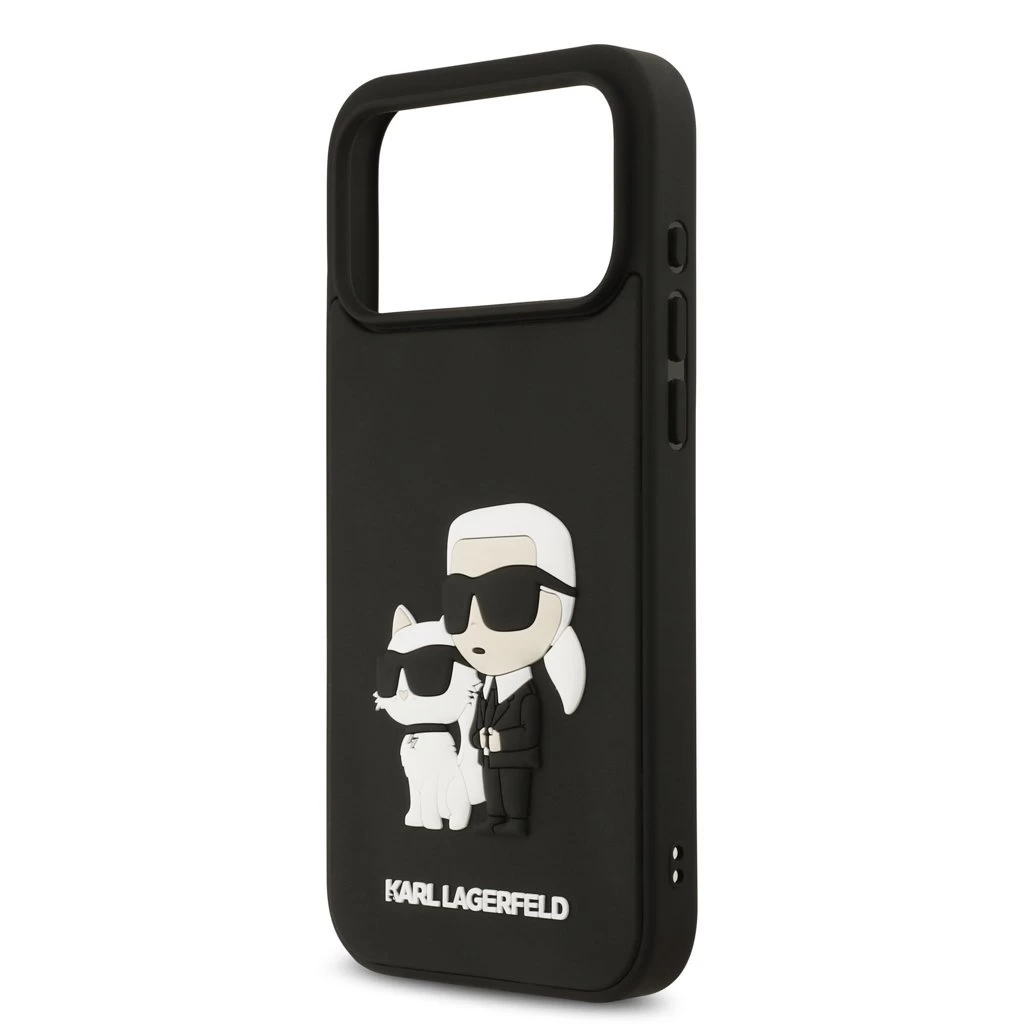 Karl Lagerfeld 3D Rubber Karl and Choupette tok iPhone 17 Pro Max készülékhez fekete