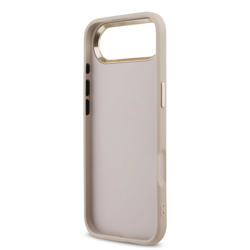 Guess PU Leather 4G Triangle Logo Gold Frame MagSafe tok iPhone 17 Air készülékhez rózsaszín