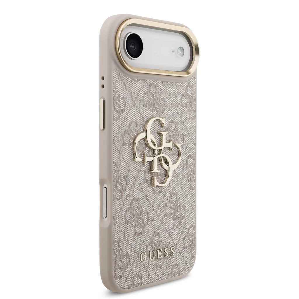 Guess PU bőr 4G Metal Logo Gold Frame MagSafe tok iPhone 17 Air készülékhez rózsaszín