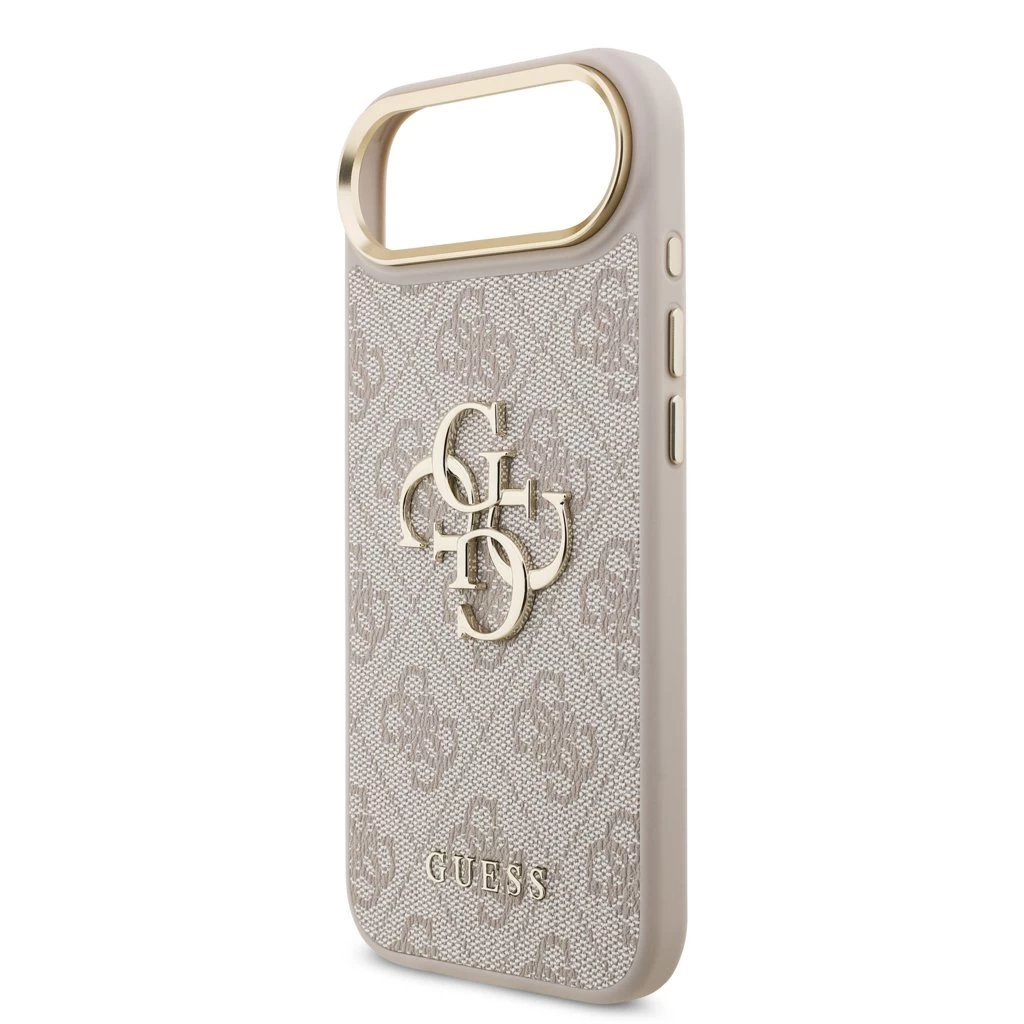 Guess PU bőr 4G Metal Logo Gold Frame MagSafe tok iPhone 17 Air készülékhez rózsaszín
