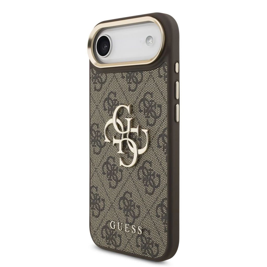 Guess PU Leather 4G Metal Logo Gold Frame MagSafe tok iPhone 17 Air készülékhez barna