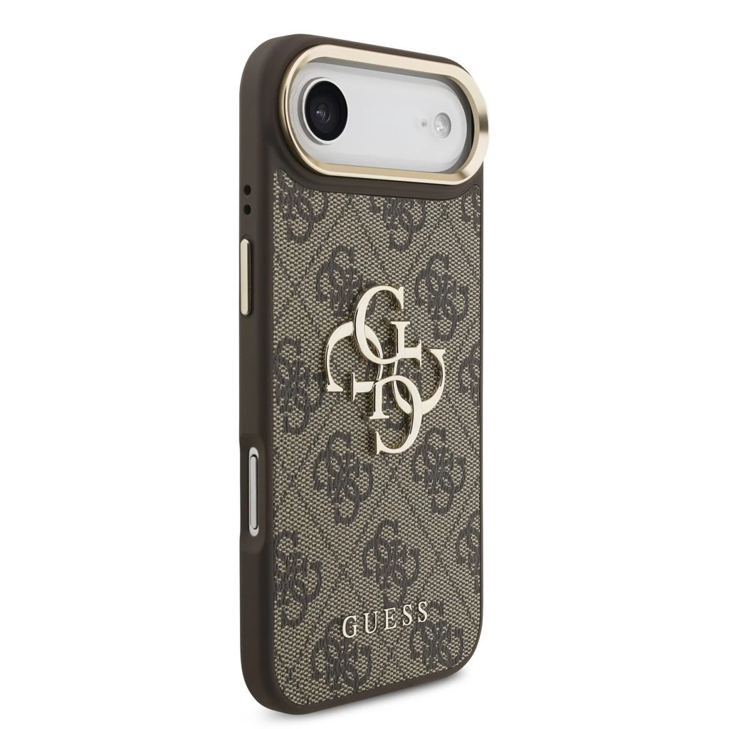 Guess PU Leather 4G Metal Logo Gold Frame MagSafe tok iPhone 17 Air készülékhez barna