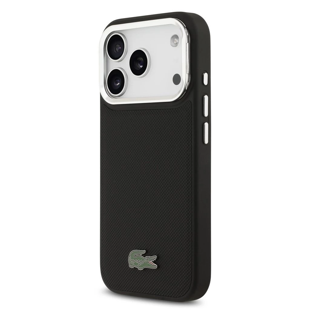 Lacoste Iconic Petit Pique Camera Stand MagSafe tok iPhone 17 Pro készülékhez fekete