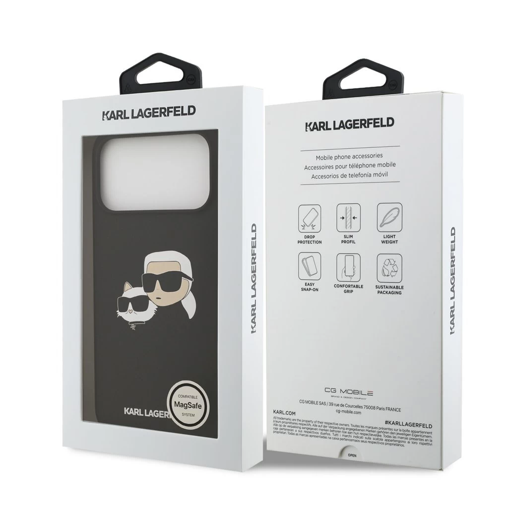 Karl Lagerfeld Liquid Silicone Double Heads MagSafe tok iPhone 17 Pro Max készülékhez fekete