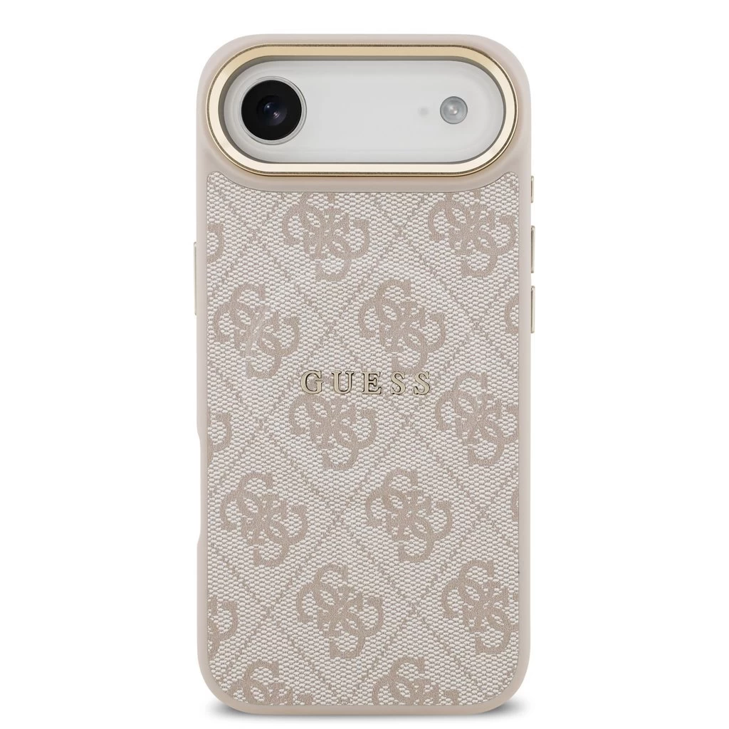 Guess PU bőr 4G Gold Frame MagSafe tok iPhone 17 Air készülékhez rózsaszín