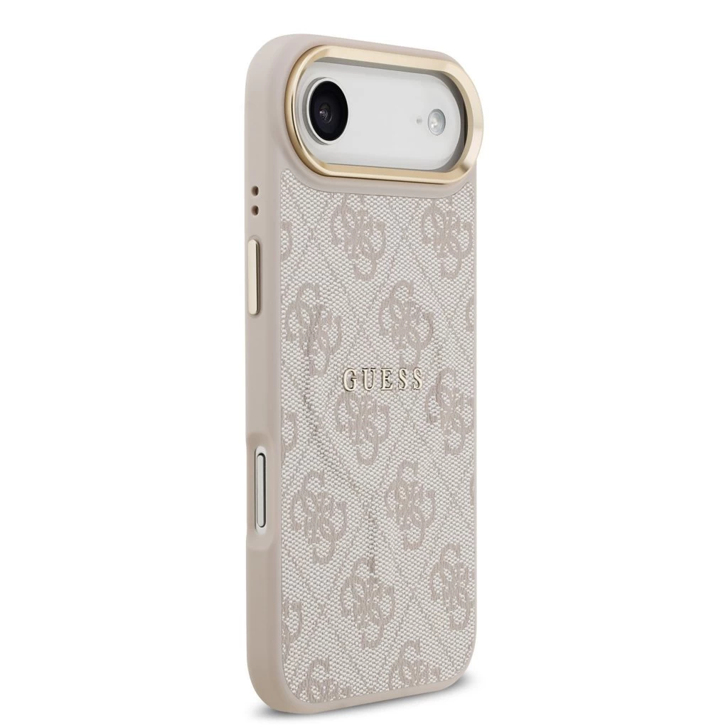 Guess PU bőr 4G Gold Frame MagSafe tok iPhone 17 Air készülékhez rózsaszín