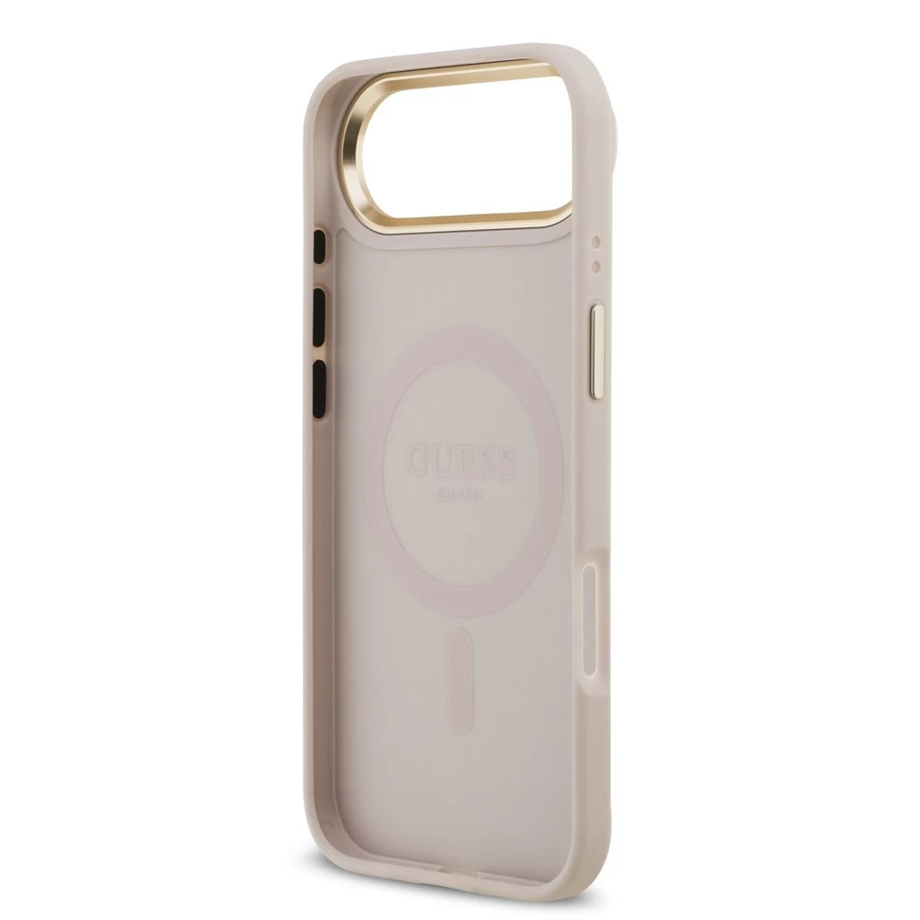 Guess PU bőr 4G Gold Frame MagSafe tok iPhone 17 Air készülékhez rózsaszín