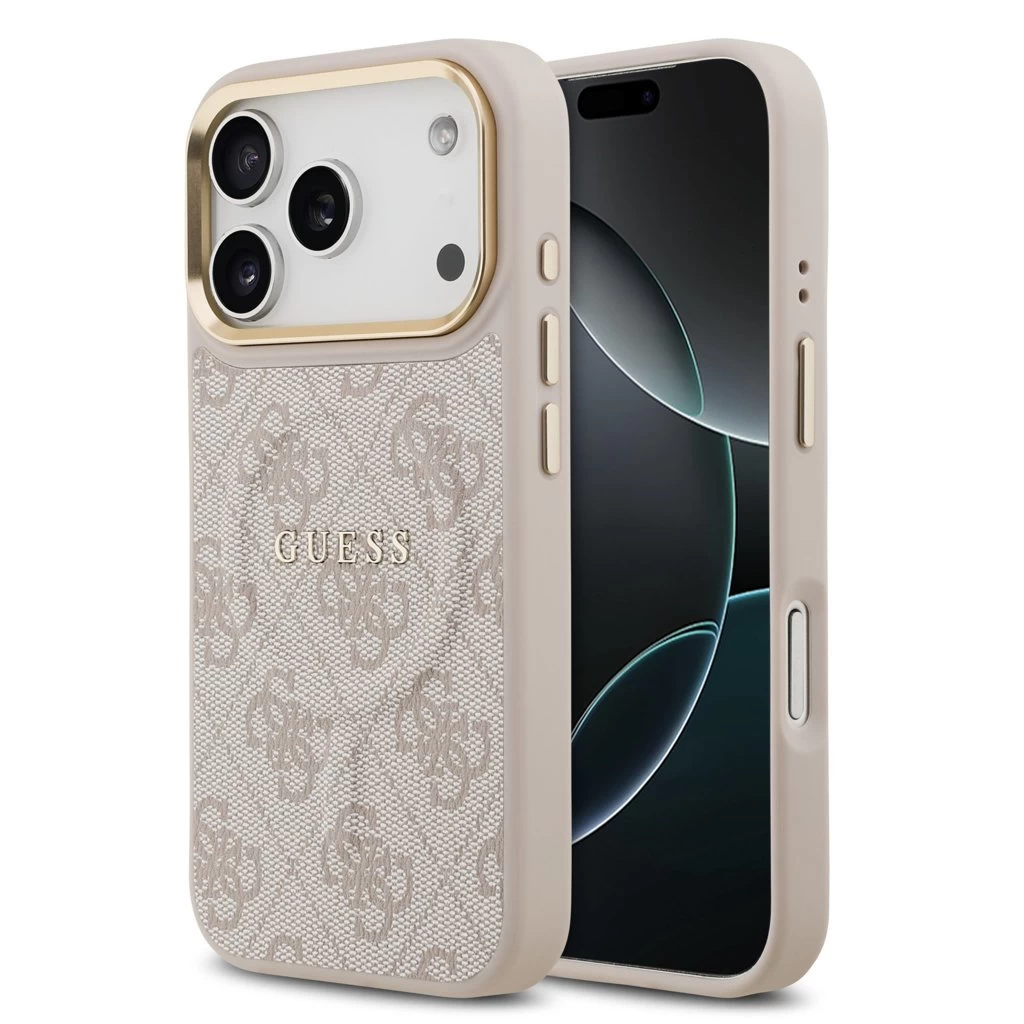 Guess PU Leather 4G Gold Frame MagSafe tok az iPhone 17 Pro készülékhez, rózsaszín