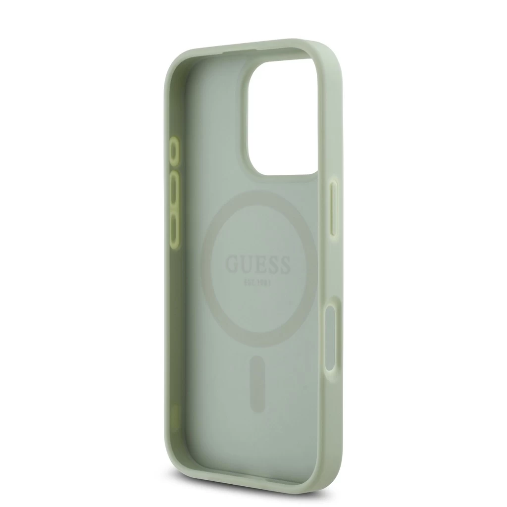 Guess PU Grained Classic Logo MagSafe tok iPhone 16 Pro készülékhez zöld