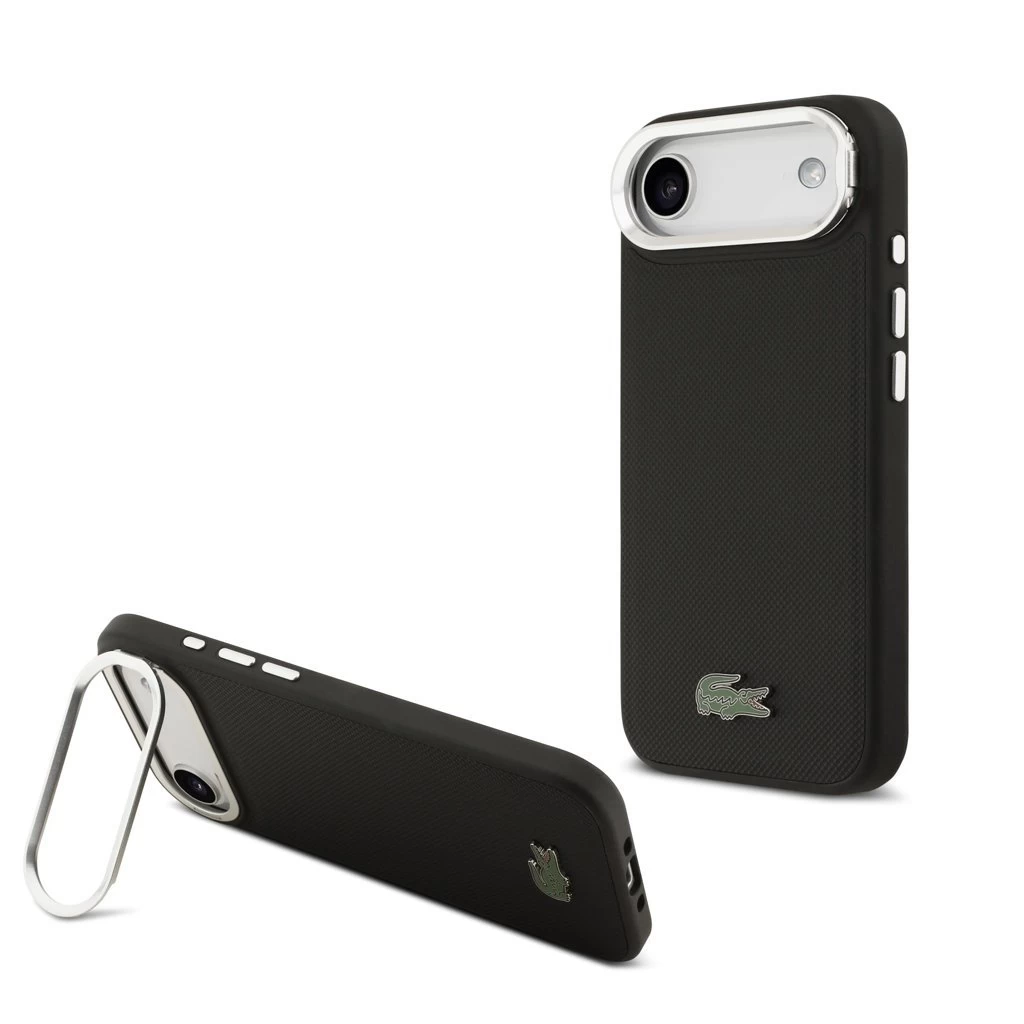 Lacoste Iconic Petit Pique Camera Stand MagSafe tok iPhone 17 Air készülékhez fekete