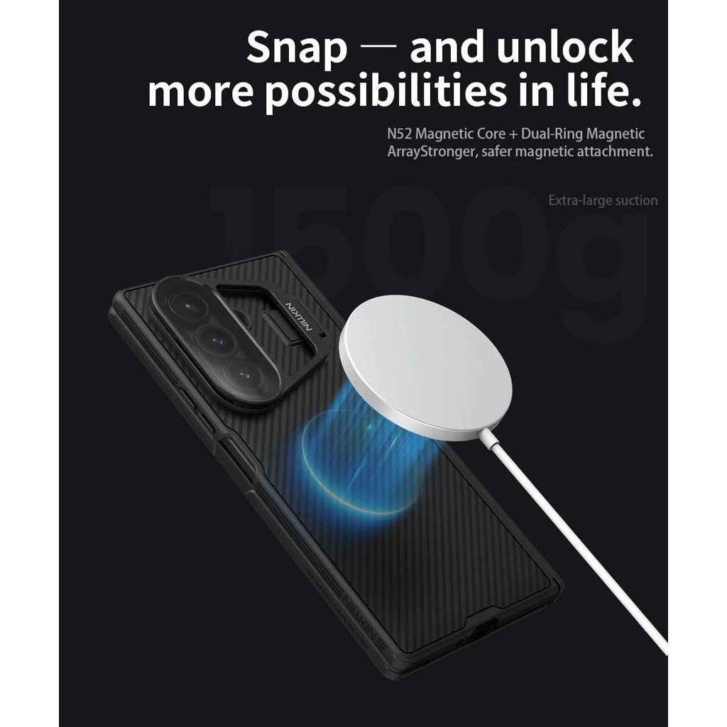 Nillkin CamShield Prop Magnetic (Transparent Lens) tok Samsung Galaxy Z Fold 7 készülékhez fekete