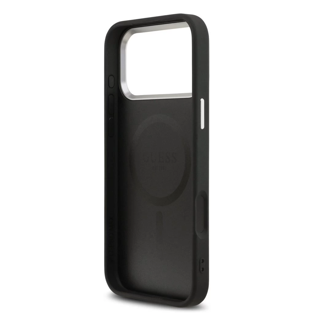 Guess PU Leather Triangle Logo MagSafe tok iPhone 17 Pro készülékhez fekete