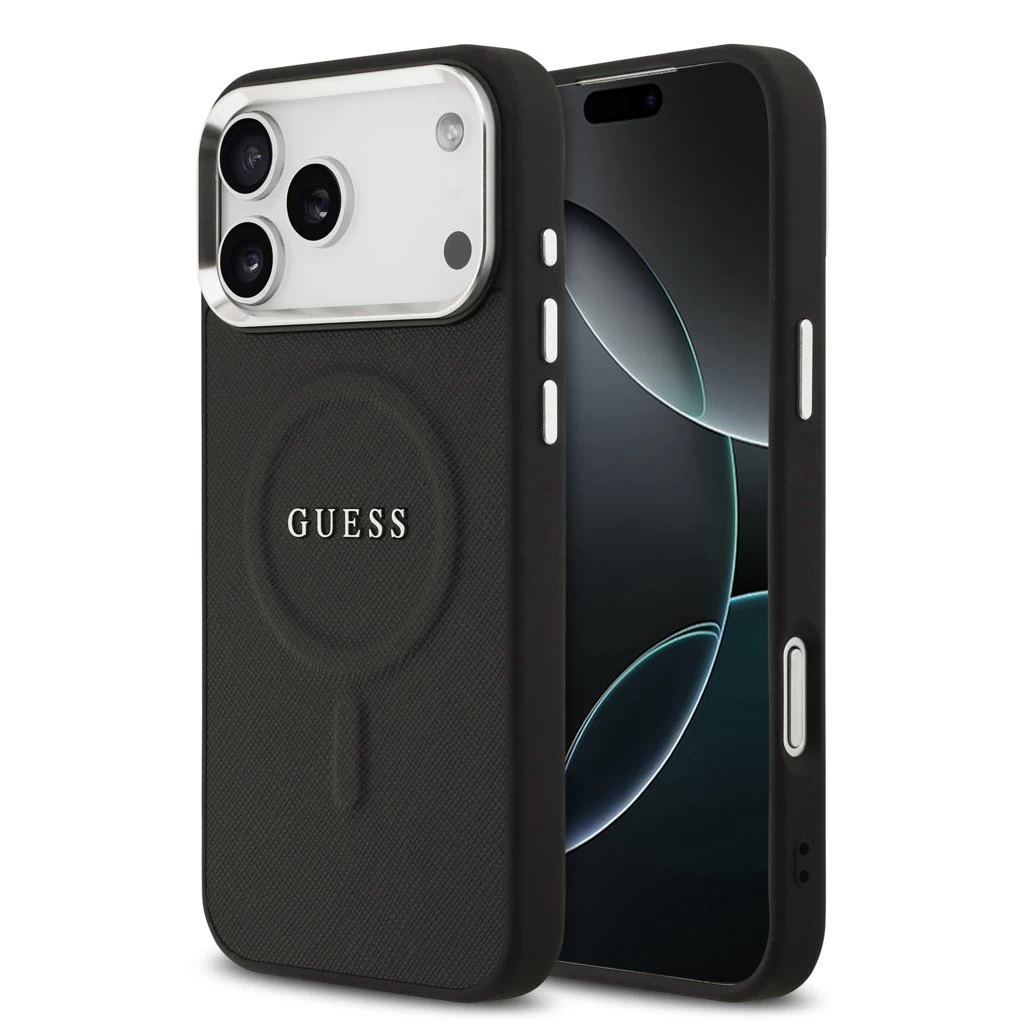 Guess PU Saffiano MagSafe tok iPhone 17 Pro Max készülékhez fekete