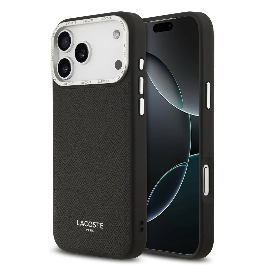 Lacoste PU Leather Champs Elysees MagSafe tok iPhone 17 Pro Max készülékhez fekete