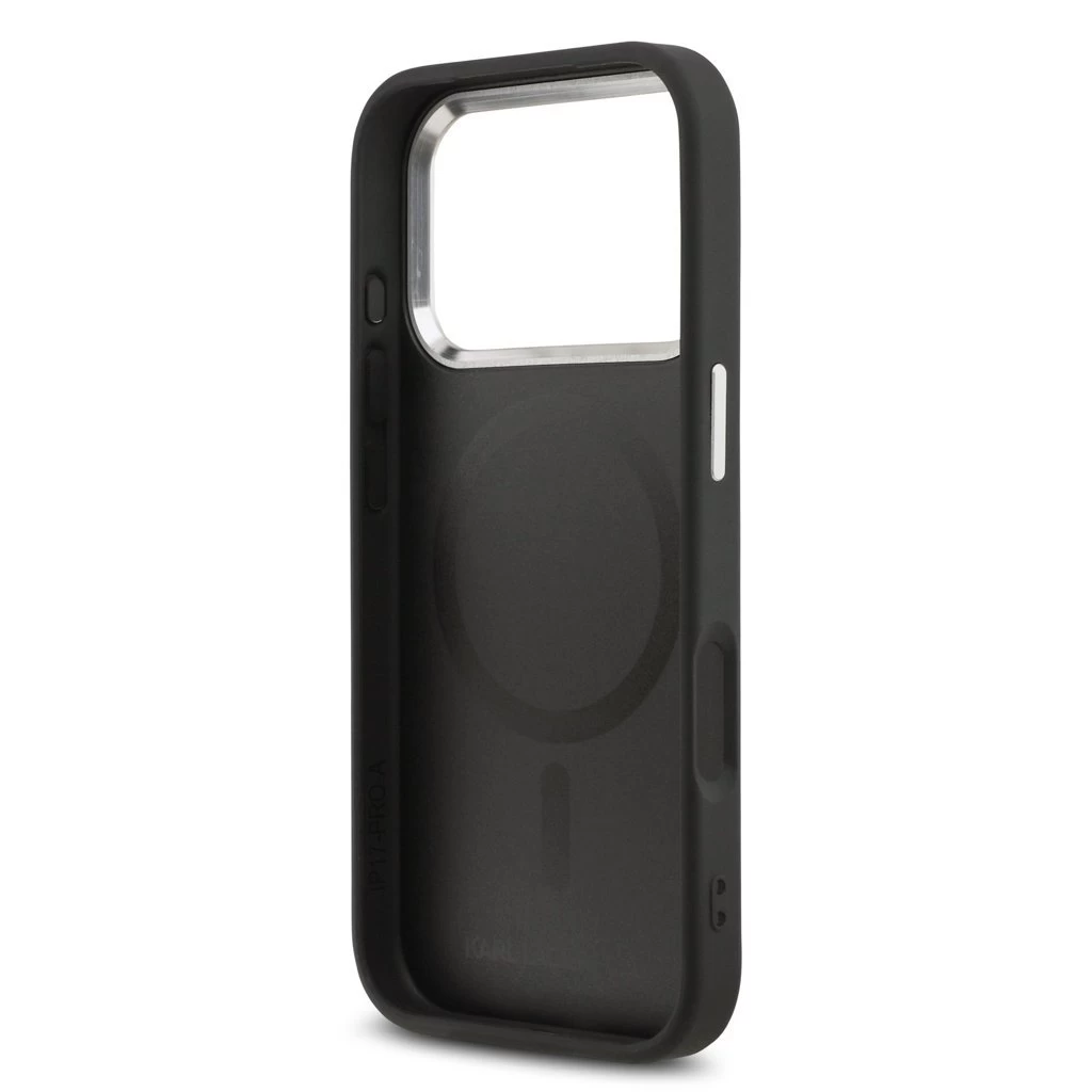 Karl Lagerfeld PU Karl and Choupette Heads Pins MagSafe tok iPhone 17 Pro készülékhez fekete