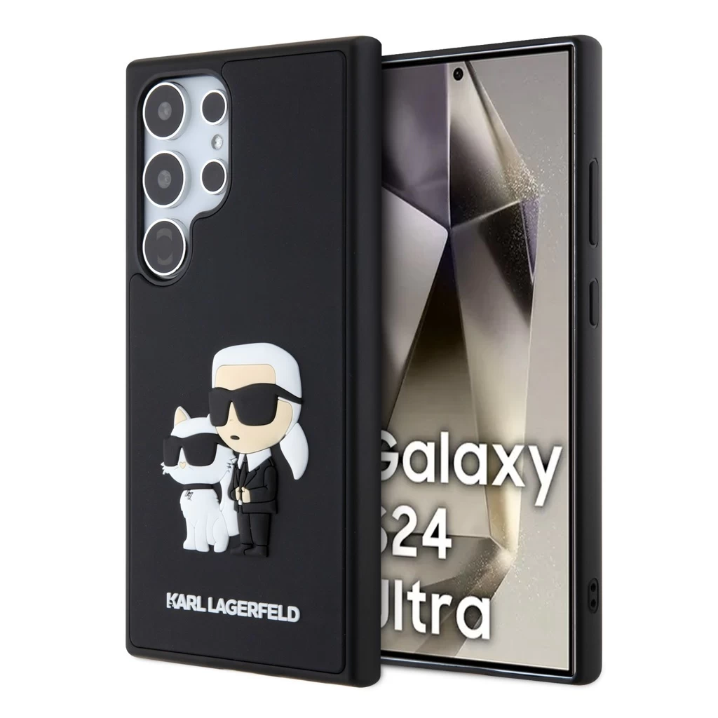 Karl Lagerfeld 3D Rubber Karl and Choupette tok Samsung Galaxy S24 Ultra készülékhez fekete