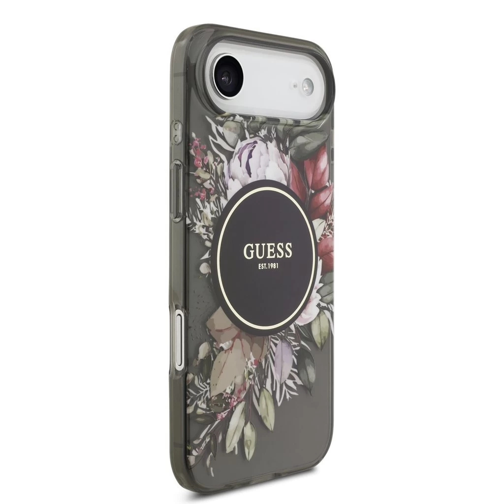 Guess IML Flowers Strap MagSafe tok iPhone 17 Air készülékhez fekete