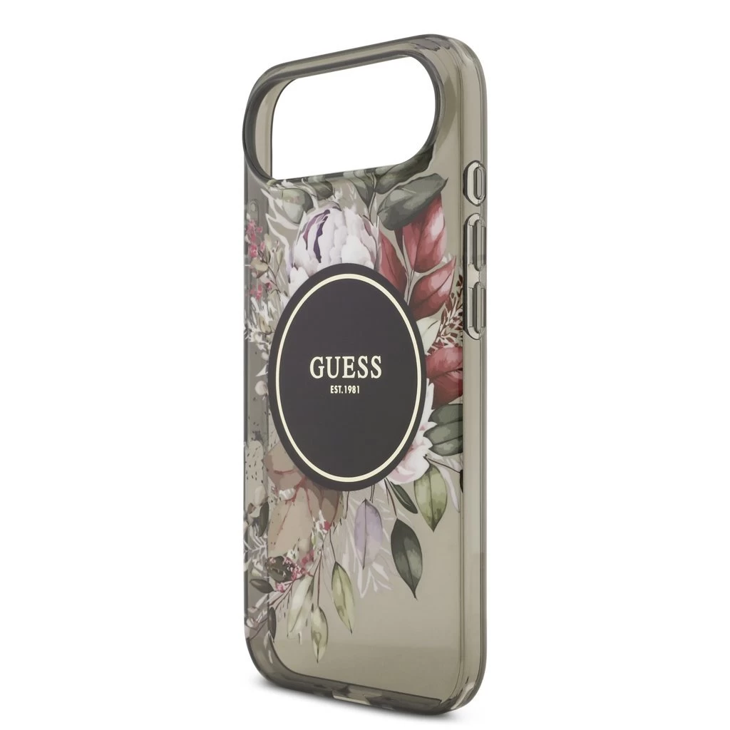 Guess IML Flowers Strap MagSafe tok iPhone 17 Air készülékhez fekete