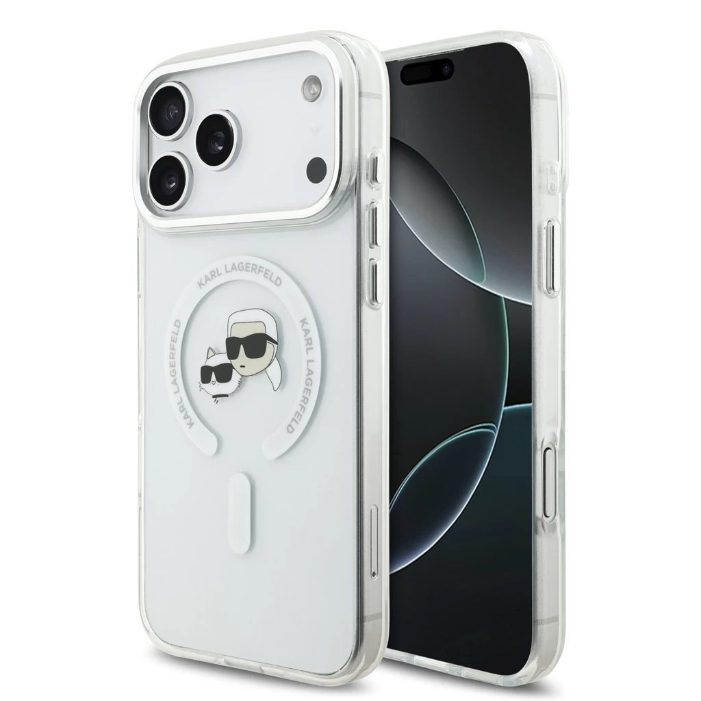 Karl Lagerfeld IML K&CH Heads Metal Frame MagSafe tok iPhone 17 Pro Max készülékhez átlátszó