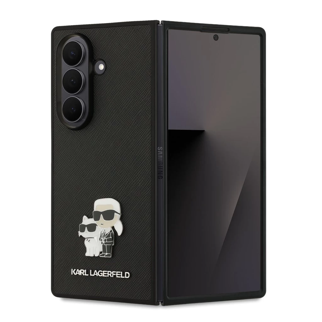 Karl Lagerfeld PU Saffiano Karl and Choupette tok Samsung Galaxy Z Fold 7 készülékhez fekete