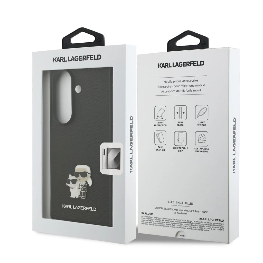 Karl Lagerfeld PU Saffiano Karl and Choupette tok Samsung Galaxy Z Fold 7 készülékhez fekete