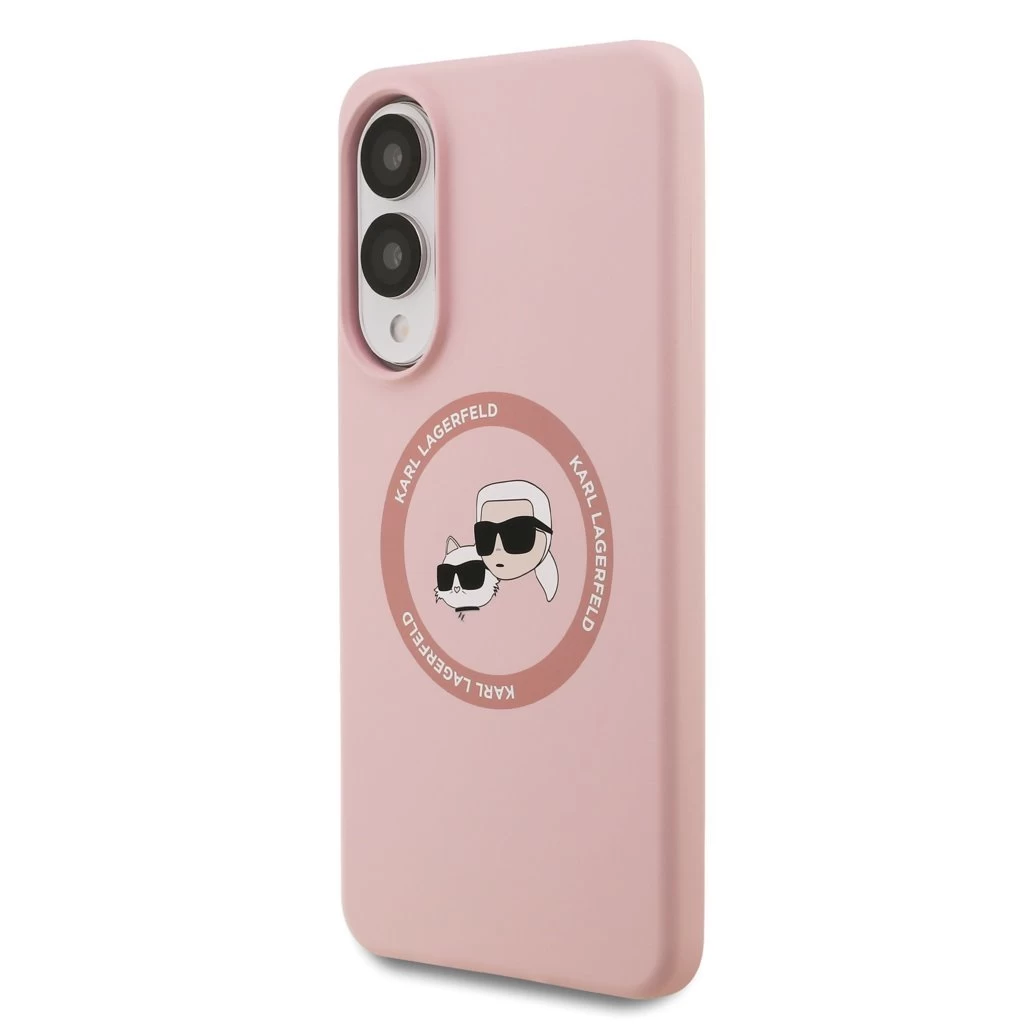 Karl Lagerfeld Liquid Silicone Double Heads MagSafe tok Samsung Galaxy S25 Edge készülékhez rózsaszín