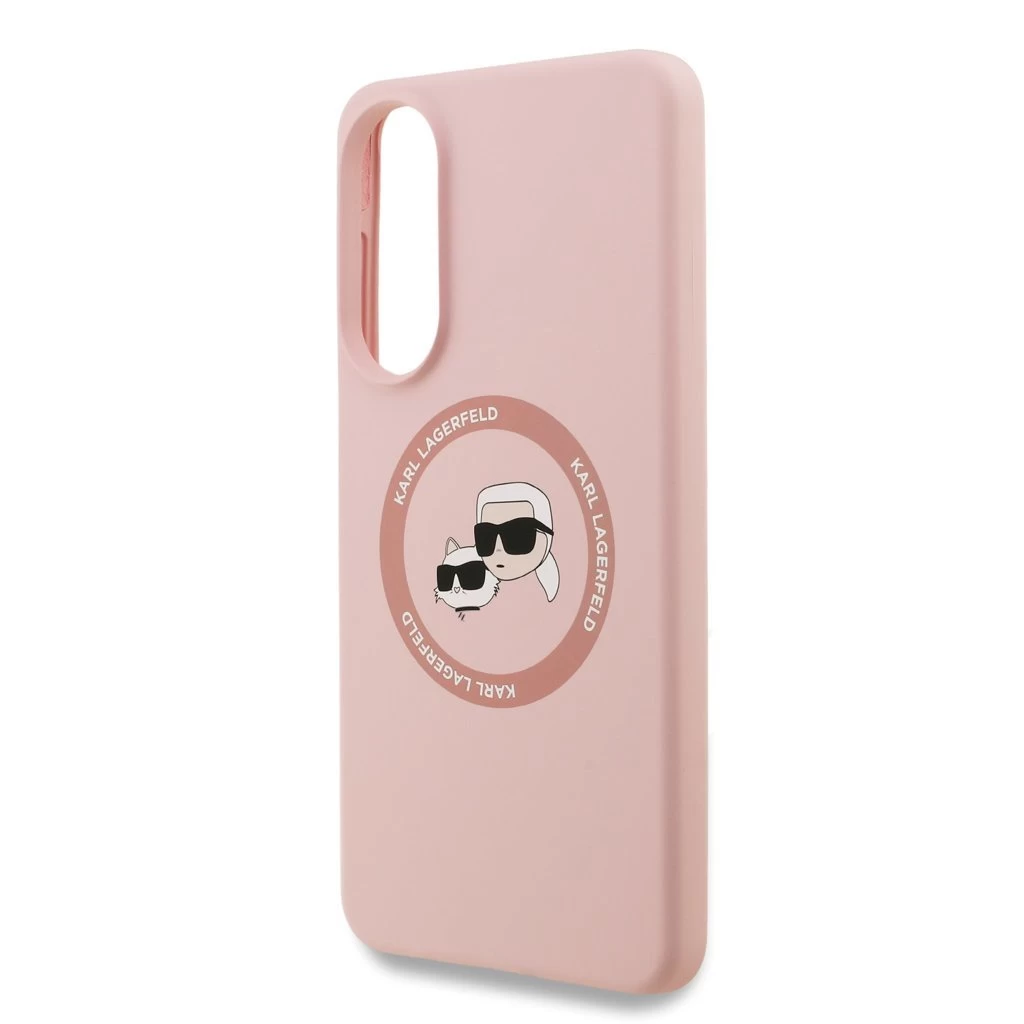 Karl Lagerfeld Liquid Silicone Double Heads MagSafe tok Samsung Galaxy S25 Edge készülékhez rózsaszín