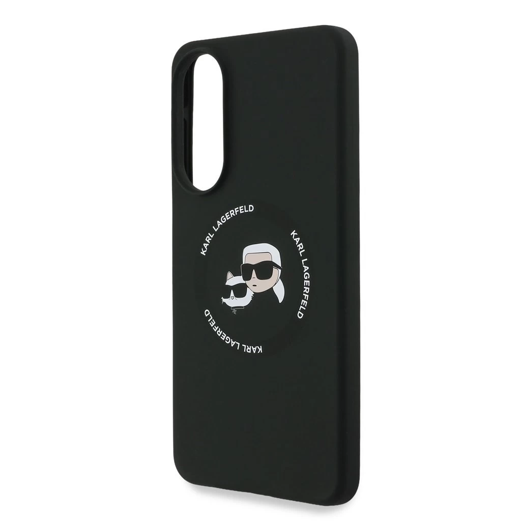 Karl Lagerfeld Liquid Silicone Double Heads MagSafe tok Samsung Galaxy S25 Edge készülékhez fekete