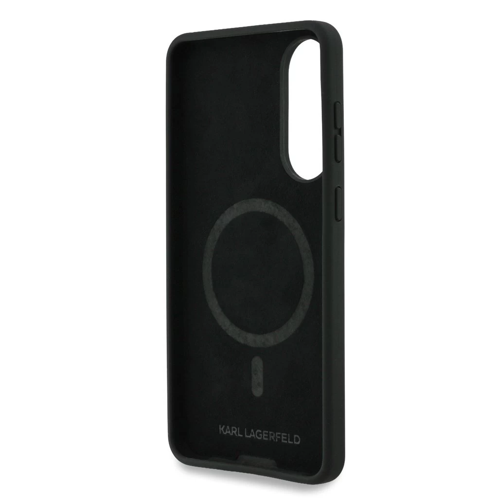 Karl Lagerfeld Liquid Silicone Double Heads MagSafe tok Samsung Galaxy S25 Edge készülékhez fekete