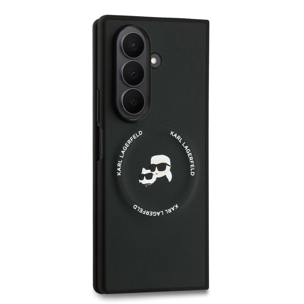 Karl Lagerfeld PU Karl and Choupette Heads Magnetic tok Samsung Galaxy Z Fold 7 készülékhez fekete