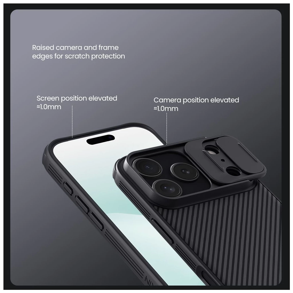 Nillkin CamShield PRO tok Apple iPhone 17 Pro készülékhez kék