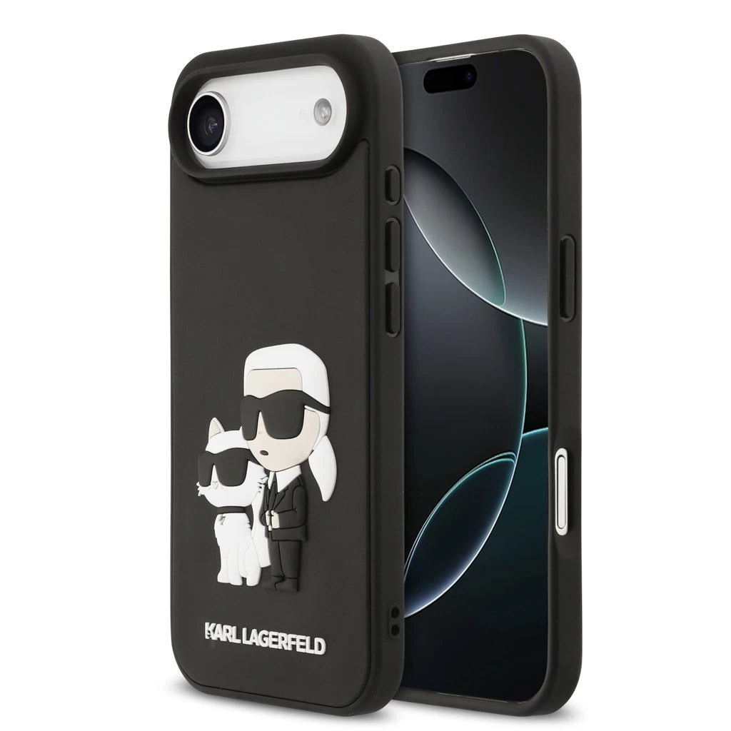 Karl Lagerfeld 3D Rubber Karl and Choupette tok iPhone 17 Air készülékhez fekete