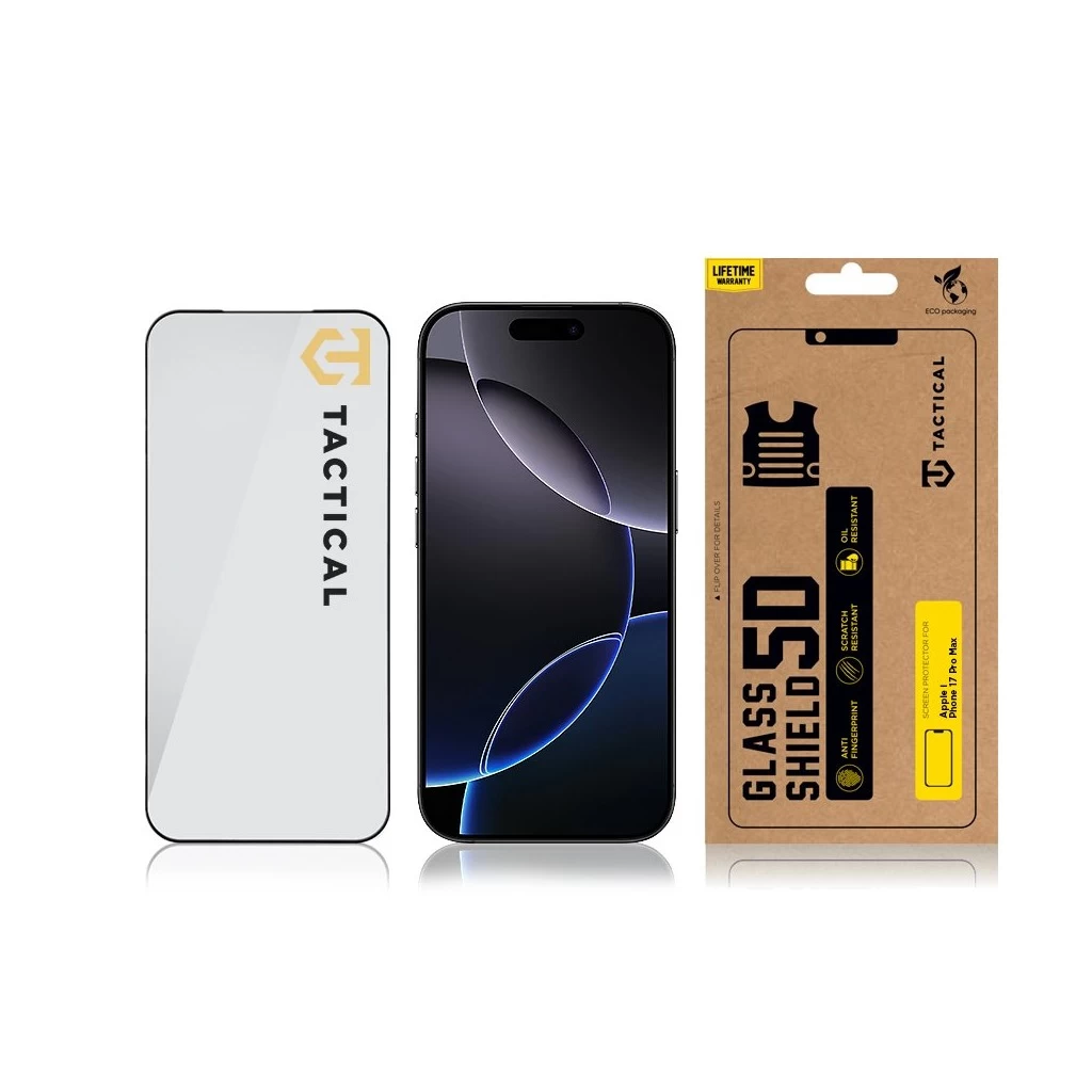 Tactical Glass Shield 5D Apple iPhone 17 Pro Max készülékhez fekete