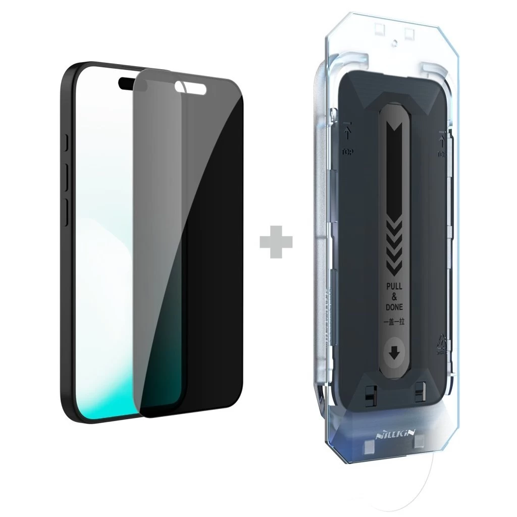 Nillkin edzett üveg kijelzővédő 0.25mm Guardian 2.5D Apple iPhone 17 Pro Max készülékhez fekete (alkalmazóval)