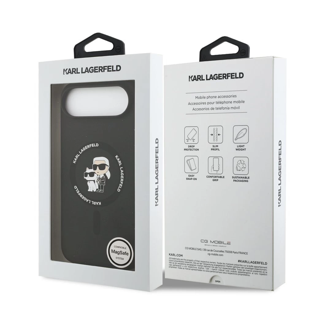 Karl Lagerfeld Liquid Silicone Karl and Choupette MagSafe tok iPhone Air készülékhez fekete