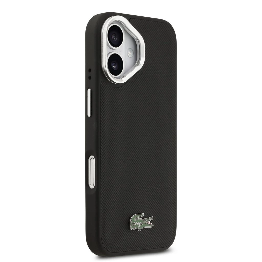 Lacoste Iconic Petit Pique Camera Stand MagSafe tok iPhone 17 készülékhez fekete