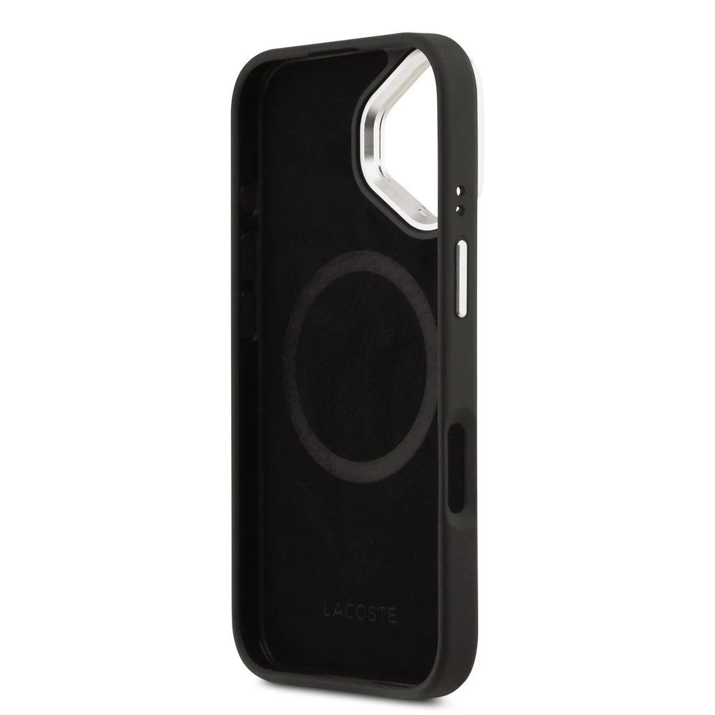 Lacoste Iconic Petit Pique Camera Stand MagSafe tok iPhone 17 készülékhez fekete