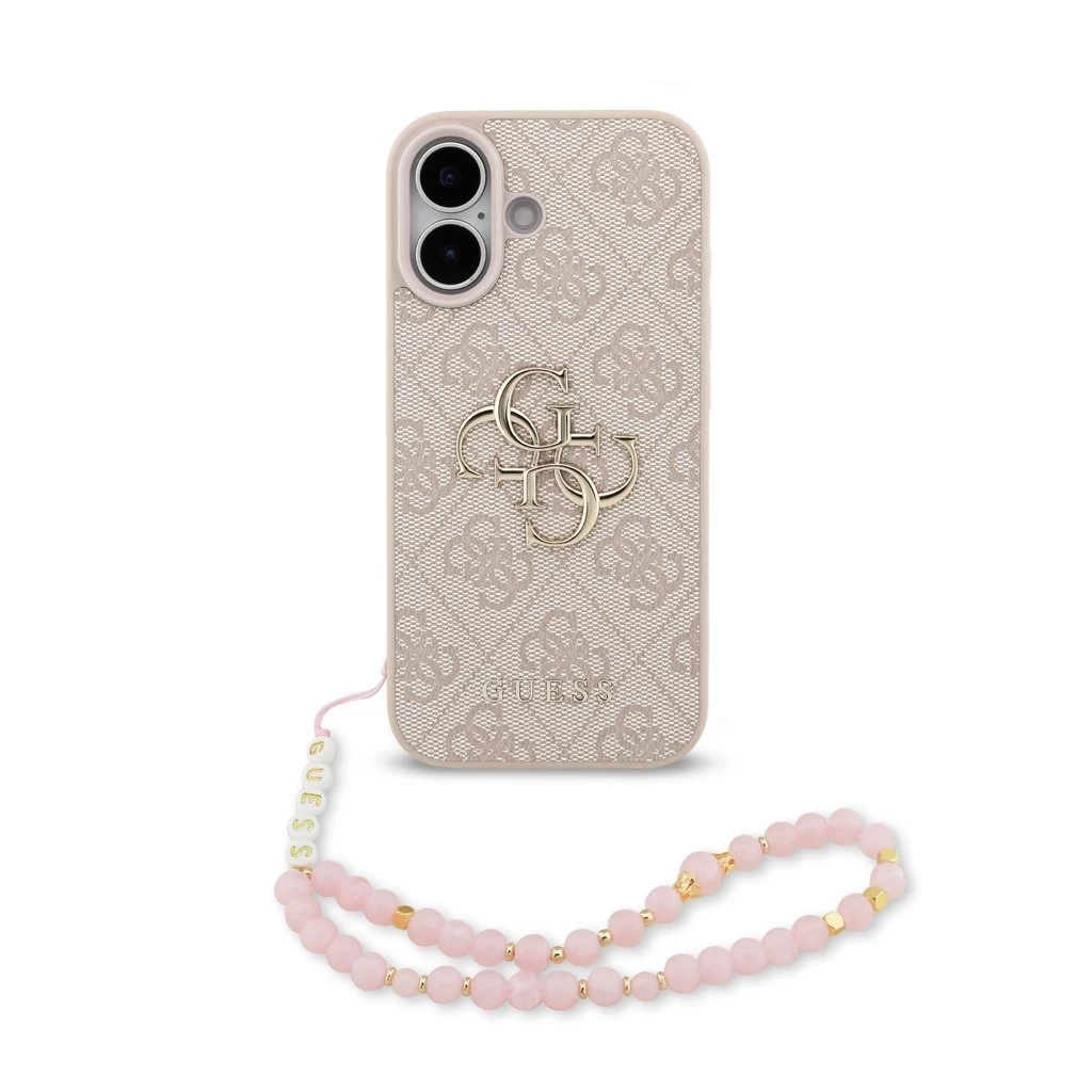 Guess PU 4G Metal Logo Strap tok iPhone 17 készülékhez rózsaszín