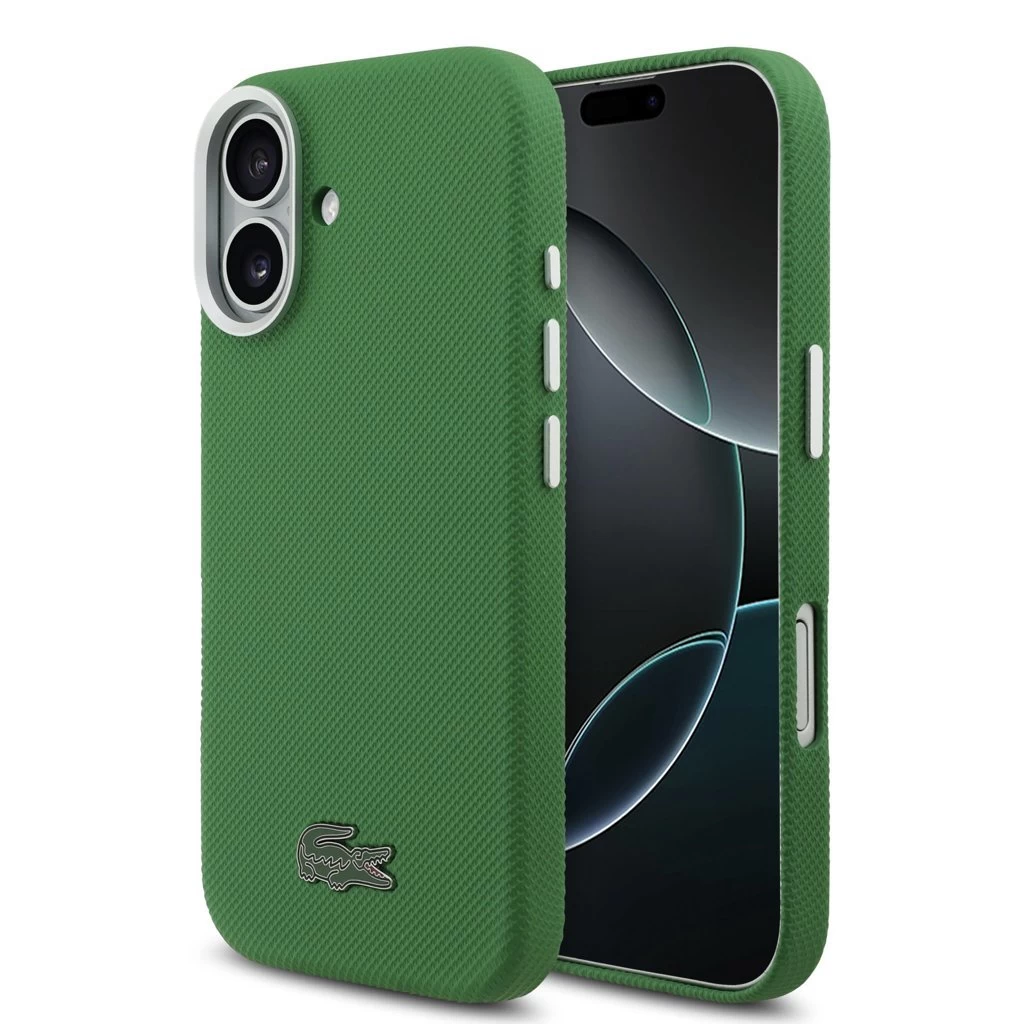 Lacoste Iconic Petit Pique Metal Logo MagSafe tok iPhone 17 készülékhez zöld