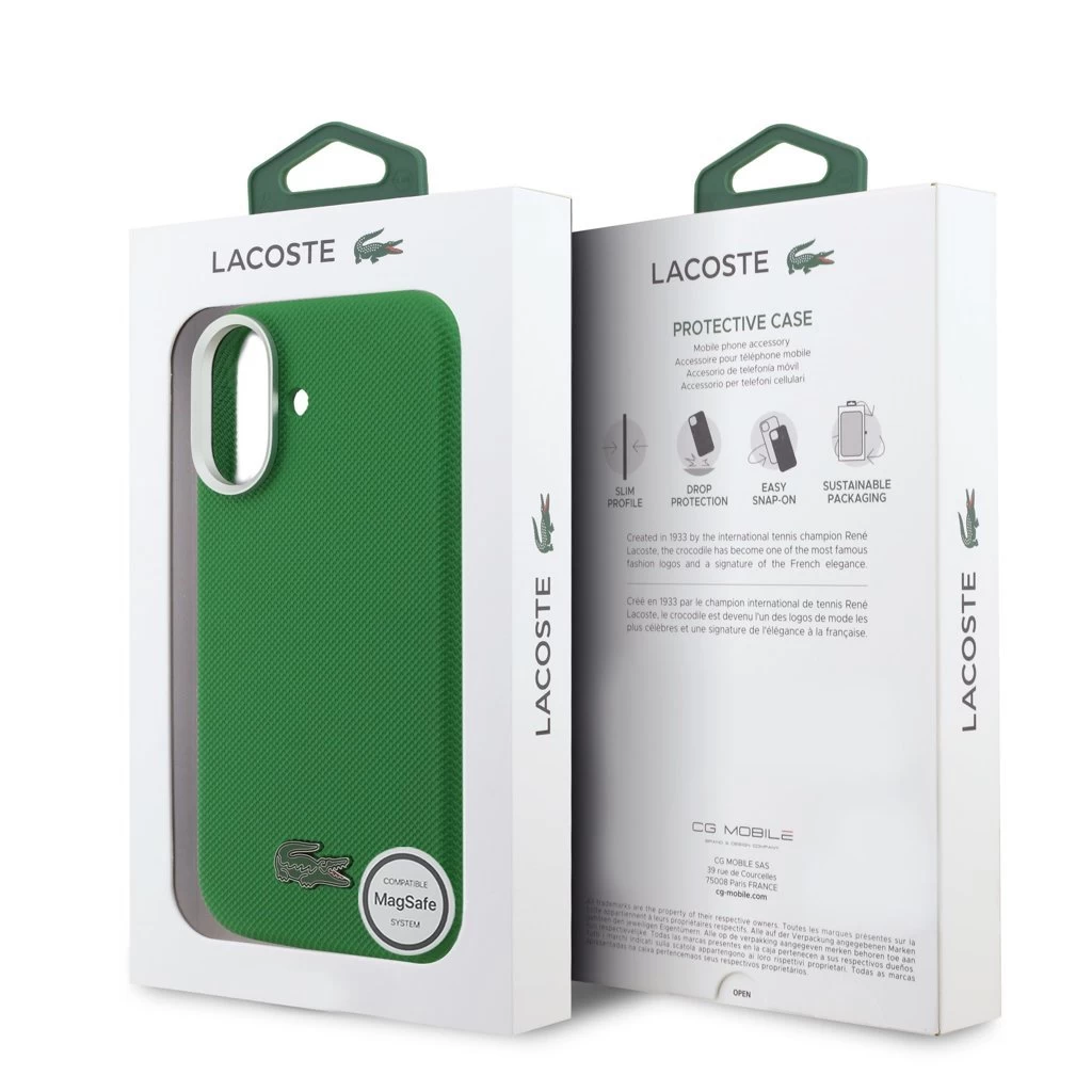 Lacoste Iconic Petit Pique Metal Logo MagSafe tok iPhone 17 készülékhez zöld